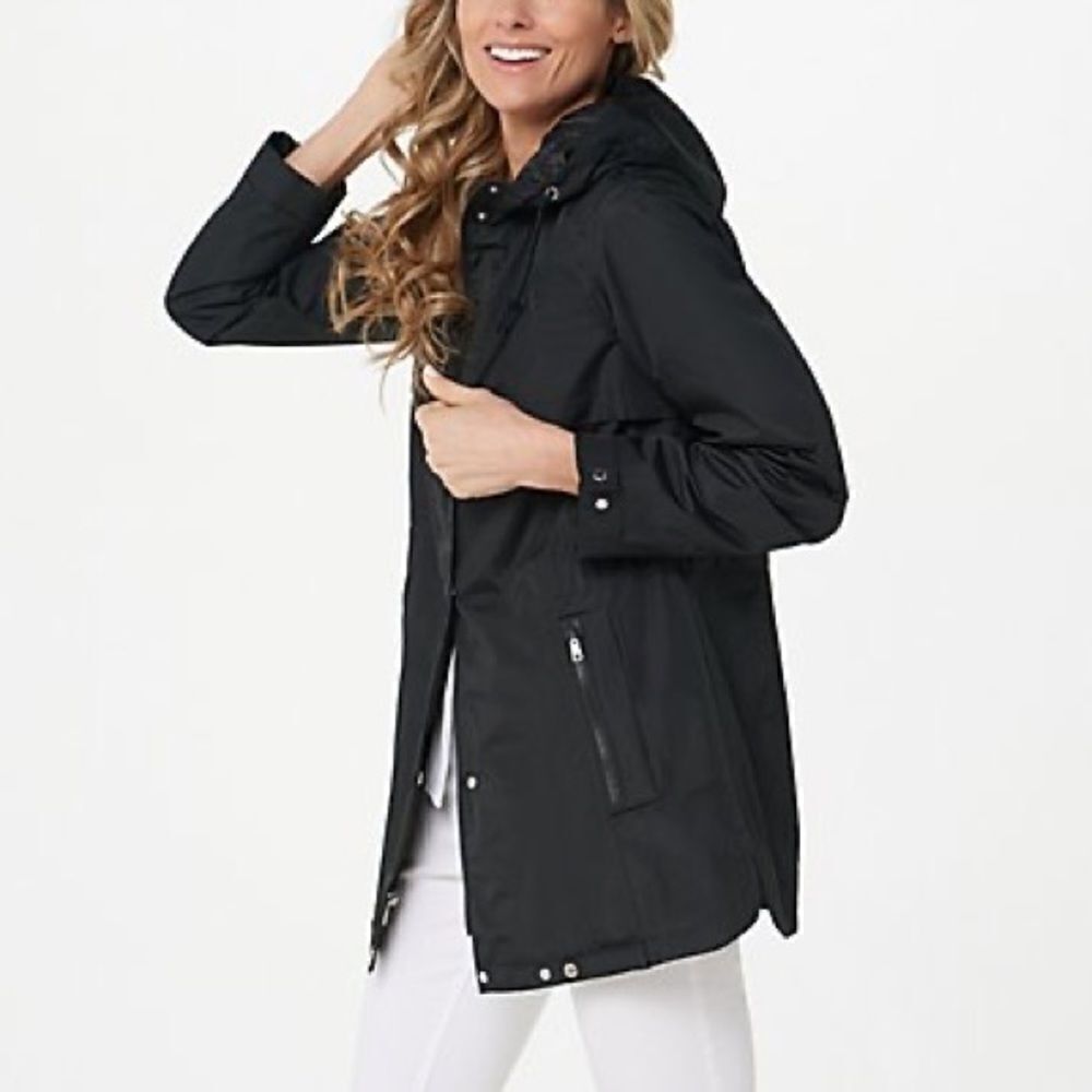 Susan Graver Water Resistant Zip-Front Jacket with Hood